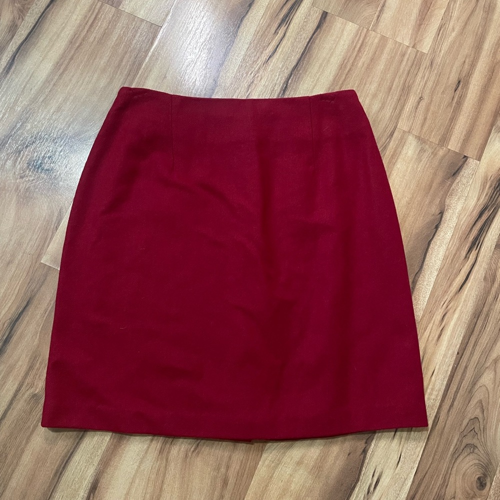 Vintage Ilyse Hart LTD Red Wool Mini Skirt Size 8 Petites Pure Wool Pencil Retro